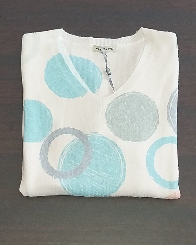 Maglia Donna Fantasia Cerchi Multicolor su Base Avorio – Art. 507 tg M