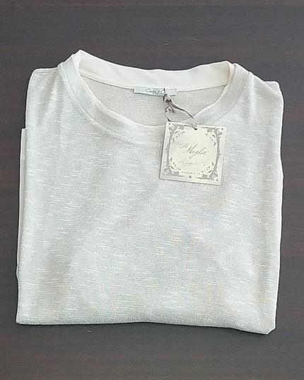 Maglia Casacca Donna Écru e Glitter Argento – Viscosa e Nailon – Cod. 652/25