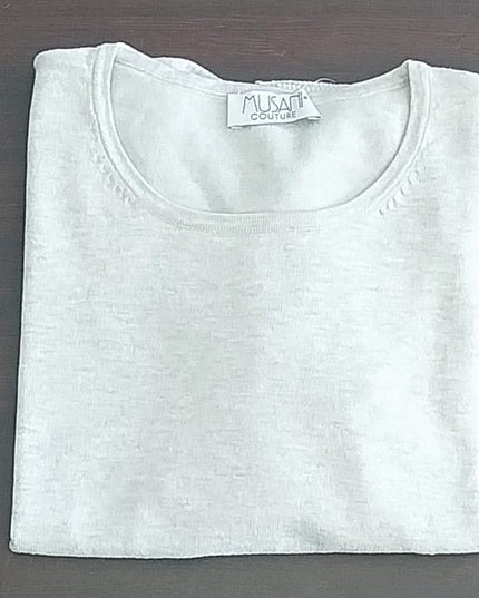Maglietta Donna Musani Grigio Perla – Manica Prosciutto e Fascia Elastica