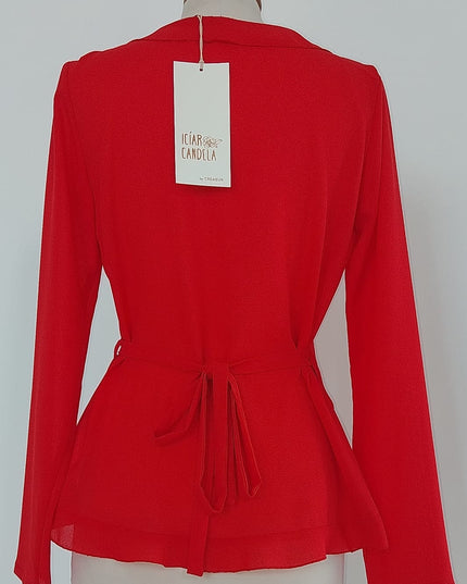 Camicia Donna Chiusura Portafoglio Scollo Profondo – Manica Lunga