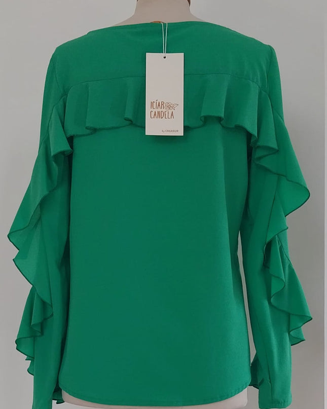 Casacca Donna in Crepe Verde Smeraldo – Scollo Rotondo | Art. 1840