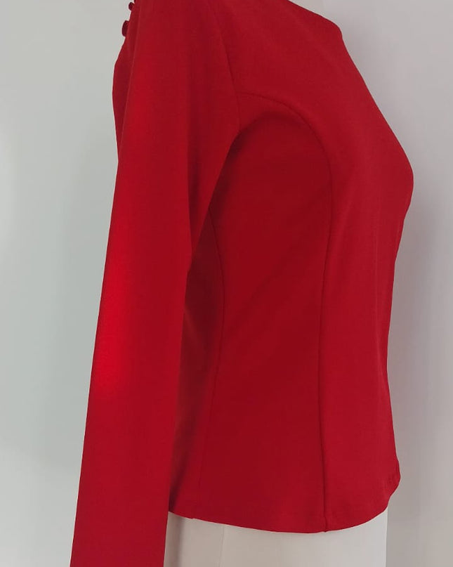 Bustino Donna in Maglina Rossa Aderente – Scollo Omerale | Ref. 1803
