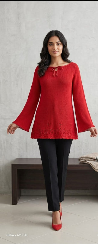 Maglietta Donna Caterina Rossa – Lana e Acrilico Made in Italy ultimo pezzo