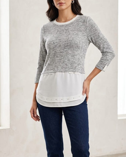 Maglia Casacca Donna Écru e Glitter Argento – Viscosa e Nailon – Cod. 652/25