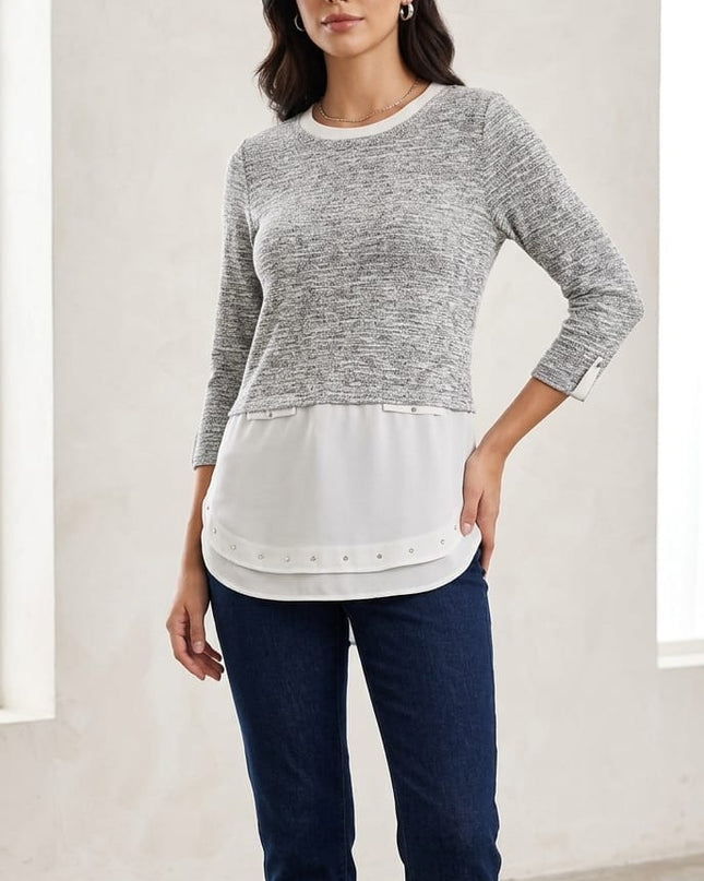 Maglia Casacca Donna Écru e Glitter Argento – Viscosa e Nailon – Cod. 652/25