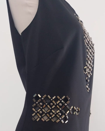 Tubino Donna Nero con Borchie e Trasparenze su Scollo e Punto Vita – Art. AG Glamur – Tg. 42/46