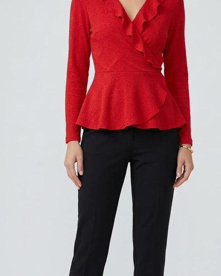 Camicia Donna Chiusura Portafoglio Scollo Profondo – Manica Lunga