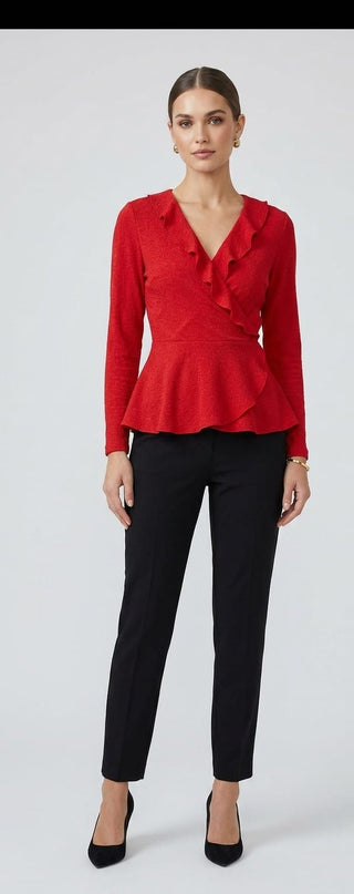 Camicia Donna Chiusura Portafoglio Scollo Profondo – Manica Lunga