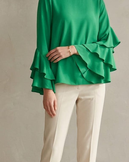 Casacca Donna in Crepe Verde Smeraldo – Scollo Rotondo | Art. 1840