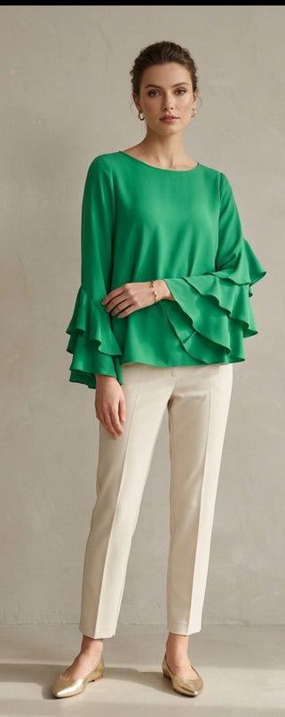 Casacca Donna in Crepe Verde Smeraldo – Scollo Rotondo | Art. 1840