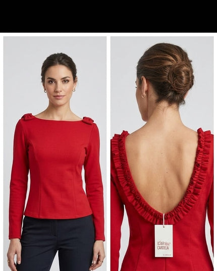Bustino Donna in Maglina Rossa Aderente – Scollo Omerale | Ref. 1803