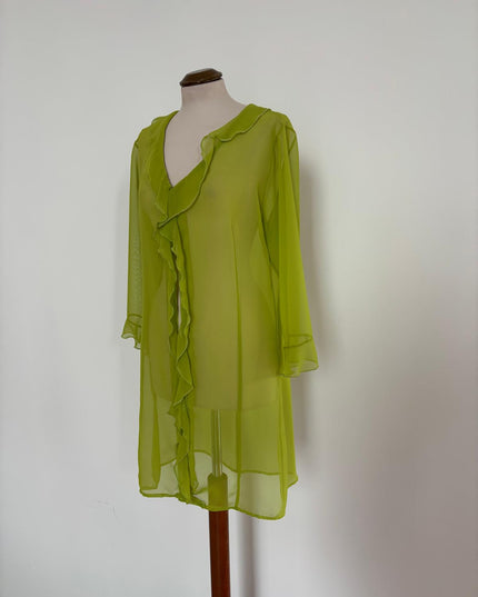 Spolverino Lungo Donna in Georgette Verde Mela – Art. C52 | Taglia L