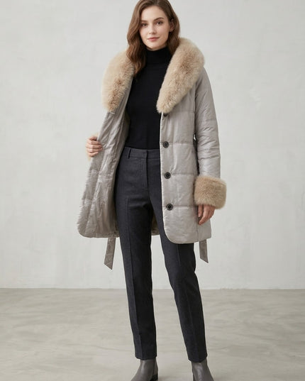 Eleonora Amadei, Cappotto con Inserti in Pelliccia