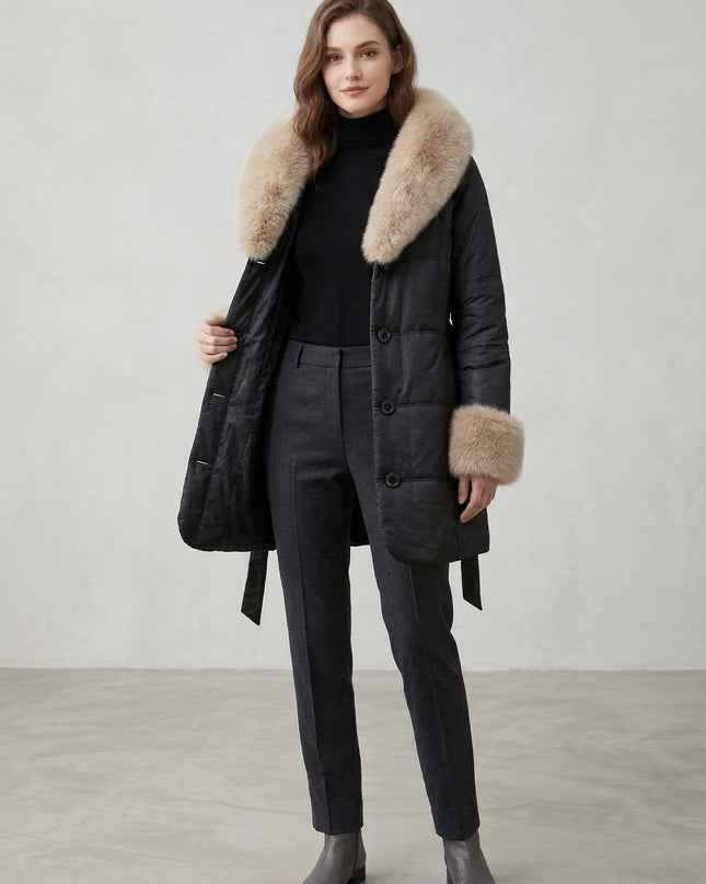 Eleonora Amadei, Cappotto con Inserti in Pelliccia